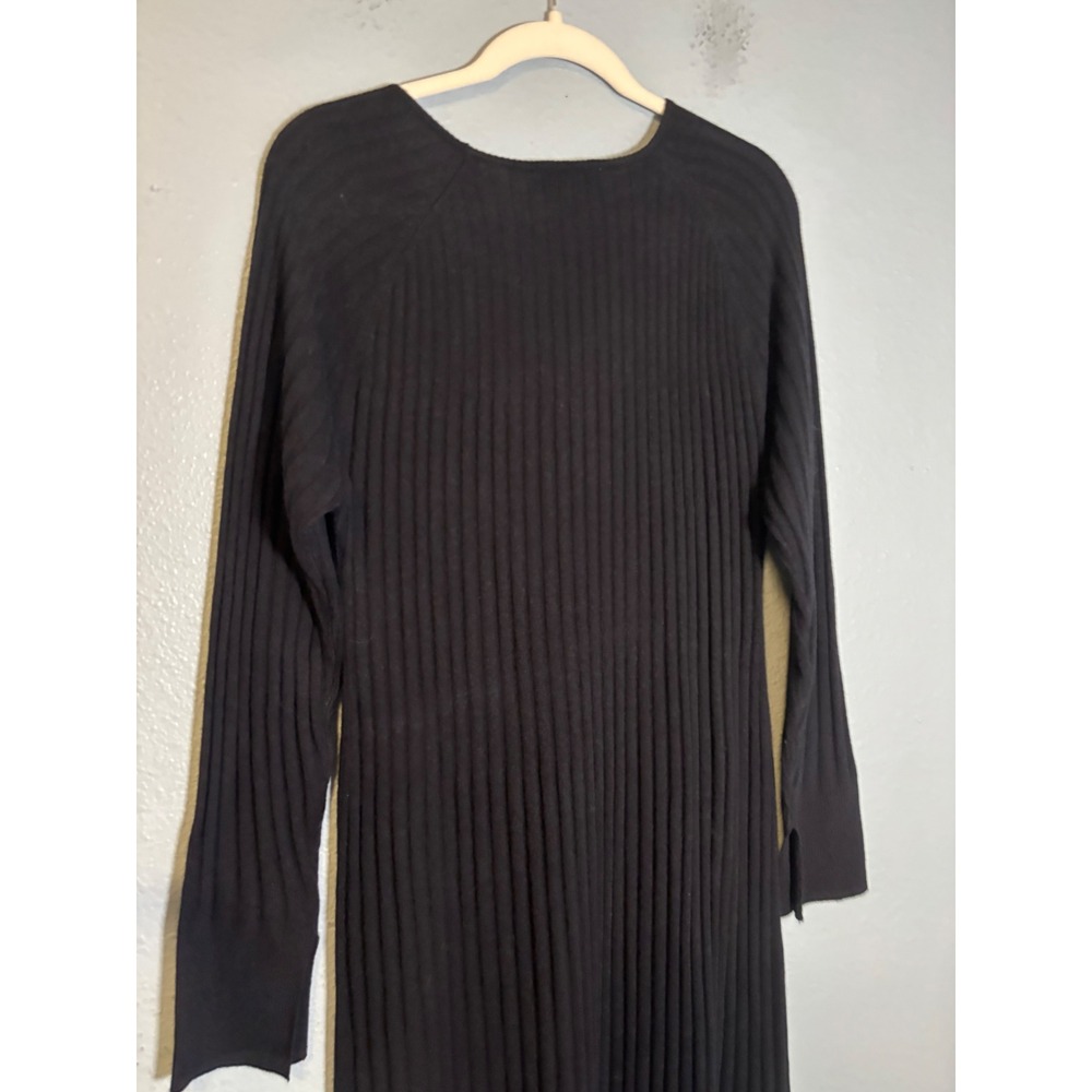 Nordstrom Wool Cashmere Ribbed Maxi Dress Long Sleeve Black XL‎ - Picture 8 of 10